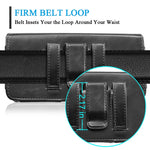 Universal Leather Horizontal 6.7 inch Belt Clip Holster For iPhone - Samsung - LG Smart Phones