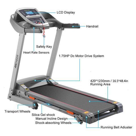 Foldable Electric Treadmill Exercise Fitness Equipment Gym Running Track Machine for Home MP3 Bluetooth High Quality Speakers