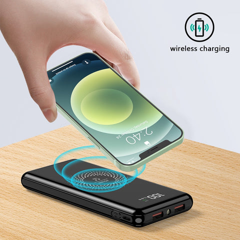 10,000mAh Fast Charging Power Bank USB Type-C - 10W Qi Wireless Charger for iPhone & Samsung