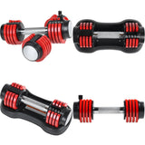 Pair of 12.5 Lbs Adjustable Dumbbells with Handle & Weight Plate for Home Gym - Red