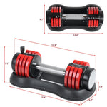 Pair of 12.5 Lbs Adjustable Dumbbells with Handle & Weight Plate for Home Gym - Red