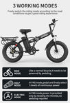 Folding Electric Bicycle - Fat Tire (20"Wheel Size) - Adult Long Range City Bike & Mountain / Cross-Country Design - 48V 12.8AH Lithium Battery