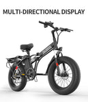 Folding Electric Bicycle - Fat Tire (20"Wheel Size) - Adult Long Range City Bike & Mountain / Cross-Country Design - 48V 12.8AH Lithium Battery