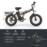 Folding Electric Bicycle - Fat Tire (20"Wheel Size) - Adult Long Range City Bike & Mountain / Cross-Country Design - 48V 12.8AH Lithium Battery